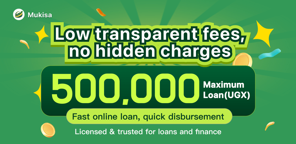 Mukisa promotional banner with low transparent fees and no hidden charges