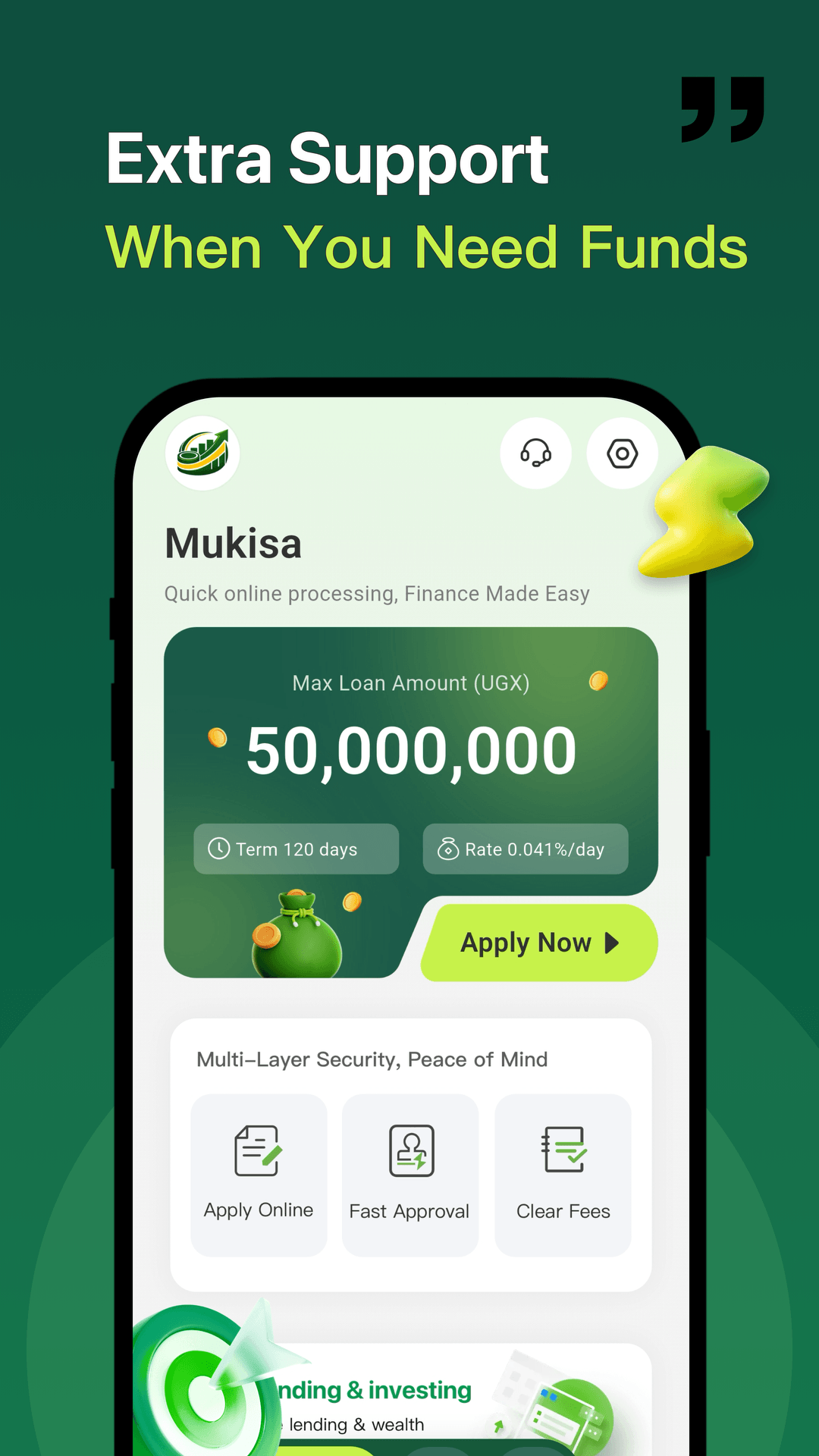 Mukisa phone login screen